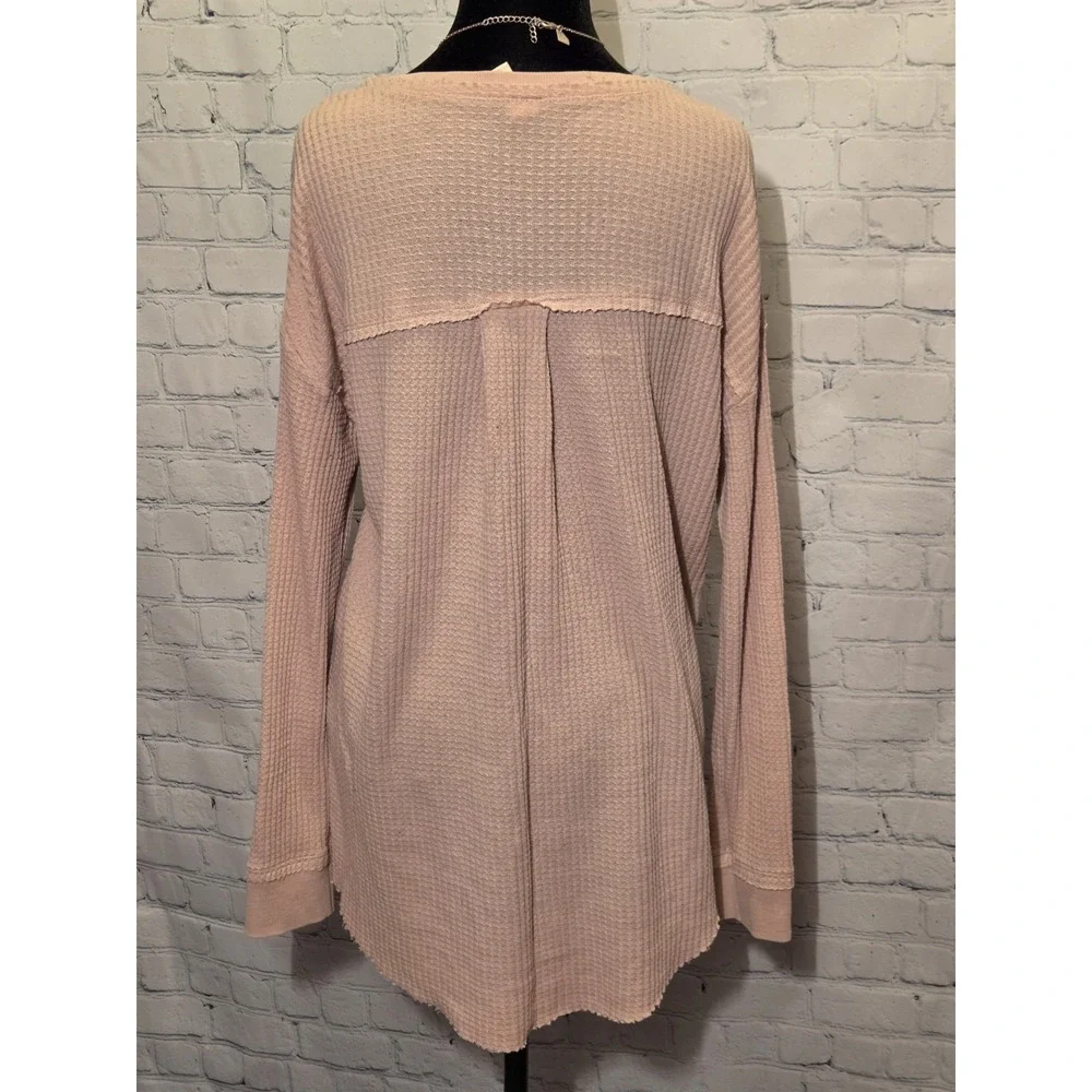 Altar'd State Womens Sz M (Oversized) Waffle Knit Tunic Top Dusty Rose - Picture 2 of 8